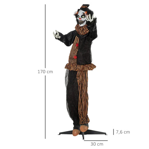 Rootz Halloween-Dekoration – Horror-Clown mit Spezialeffekten und Soundfunktion – mehrfarbig – 100 cm x 18 cm x 153 cm