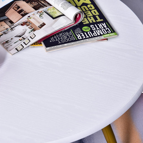 Rootz Couchtisch - Beistelltisch - Couchtisch - Runder Tisch - Holz - Ø80 x 45 cm - Metall - Weiß - Braun