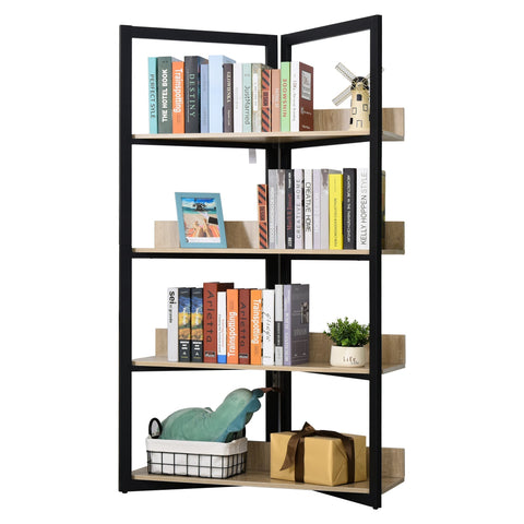 Rootz Bookcase - Bookshelf - MDF - 4 Layers - Walnut/Black