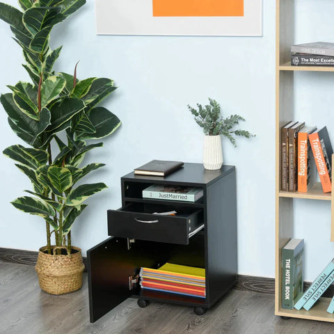 Rootz Archiefkast - Verrijdbare Container - Archiefkast - Kantoorcontainer - Kantoorkast - Opbergcontainer - Zwart - 40 x 35 x 60 cm