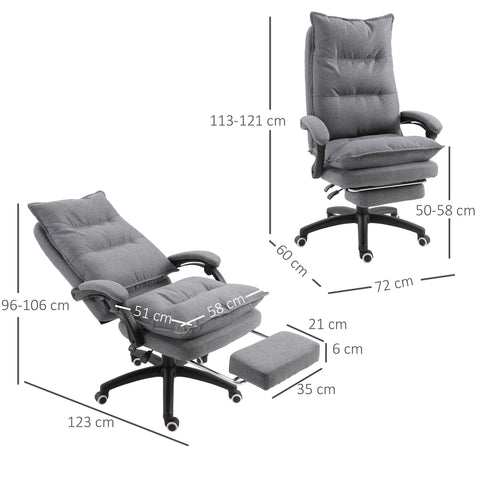 Rootz Office Chair - High Rug Railing - Rotatable 360 Degrees - Gray