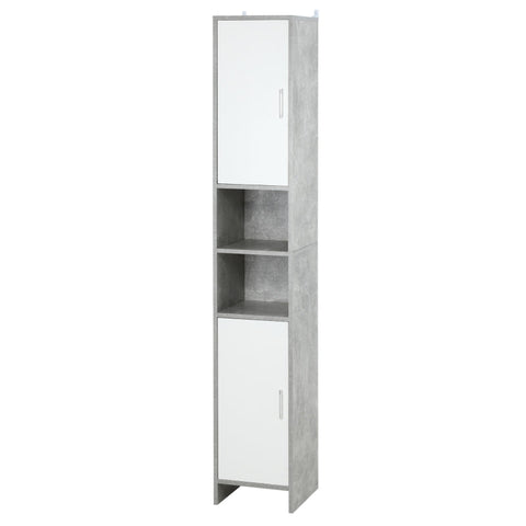 Rootz Bathroom Cabinet - Freestanding Storage Cabinet - Slimline Unit With 2 Cupboards 2 Compartments - Bathroom - Living Room - Bedroom - 30cm x 30cm x 180cm