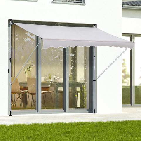Rootz Awning - Aluminium/Iron/Polyester - Sun protection - Hand crank - Cream white - 300 x 120 cm