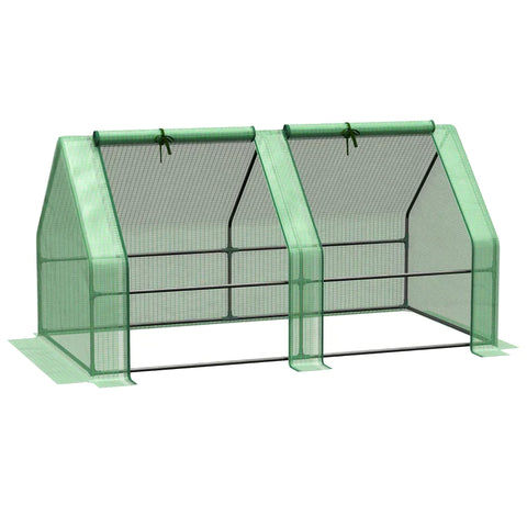 Rootz Greenhouse - Foil Greenhouse - Tomato House - Mini Small Greenhouse with Steel Frame - Zippered Window - Green - 180 x 90 x 90 cm