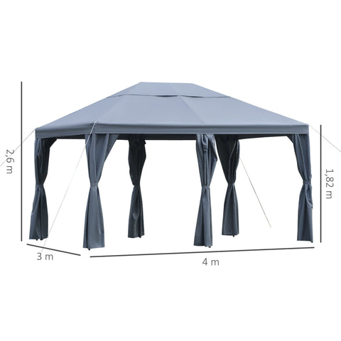 Rootz Garden pavilion - Party tent - 6x Side walls - Polyester - Gray - 4 x 3 x 2.6 m