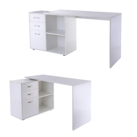 Rootz Desk - Computer Table - Corner Desk - Adjustable - Processed Wood - Storage Space - Drawers - 117 x 83.5 x 76 cm - Black