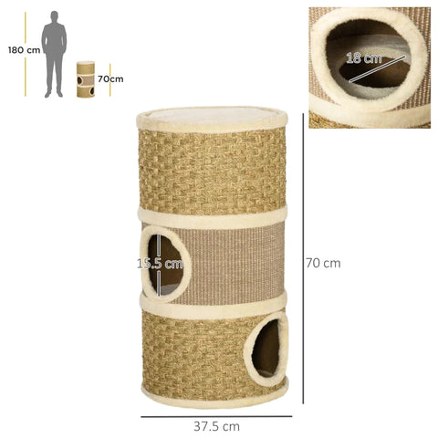 Rootz Cat House - Cat Scratching Post - Cat Tree - Cat Climbing Tree  Cat Furniture - 37.5 x 37.5 x 70 cm