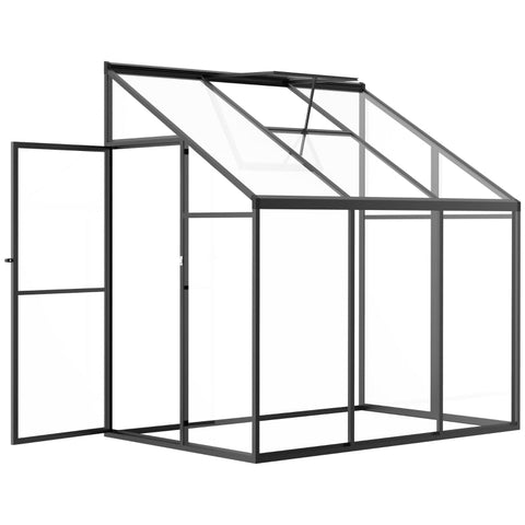 Rootz Greenhouse - Cold Frame Greenhouse - Zijtuinschuur - Met Verstelbaar Dak - Zwart/Helder - 182L x 122B x 194H cm