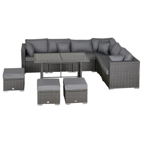 Rootz Sofa Set - Garden Furniture Set - Corner Sofa - Armless Sofa - Footrest - Poly Rattan Seating Set - Dark Grey