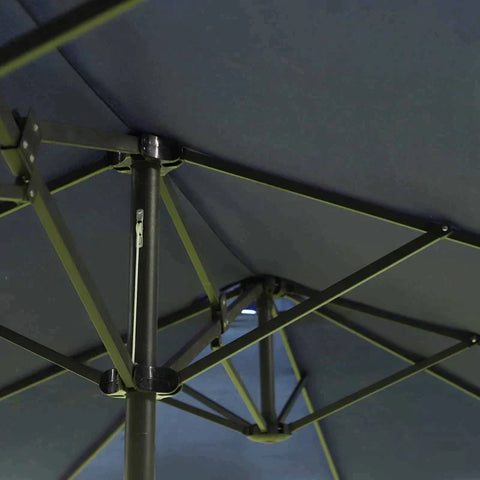 Rootz Parasol - Double Parasol - Garden Parasol - Market Parasol - Patio Parasol With Hand Crank - Blue - 460 x 270 x 240 cm