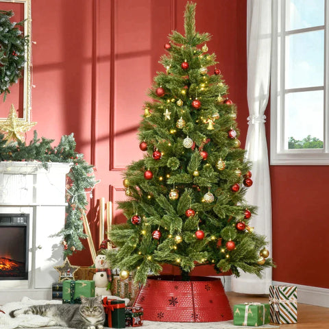 Rootz Weihnachtsbaum – Künstlicher Tannen-Weihnachtsbaum – mit Lichterkette – Sockel – schwer entflammbar – Kunststoff – grün – 100 x 100 x 180 cm