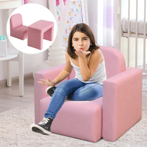 Rootz Children's Sofa - 2-in-1 Children's Sofa Table And Chair Set - Children's Armchair - Mini Sofa - Mini Armchair - Pink