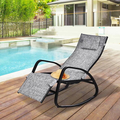 Rootz Rocking Chair - Rocking Lounger - Garden Lounger - Swing Lounger - Grey - 64 x 69 x 108 cm