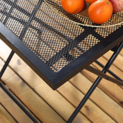 Rootz Bistro-Set – Gartensitzgruppe – Gartengruppenbestuhlung – Gruppenbestuhlung – 1 klappbarer Tisch + 2 klappbare Stühle – Metall – Grau