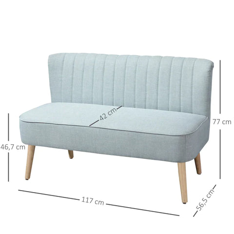 Rootz Sofa - 2-seater Fabric Sofa - Sofa Seating - Lounge Sofa - Light Green - 117 X 56.5 X 77 Cm