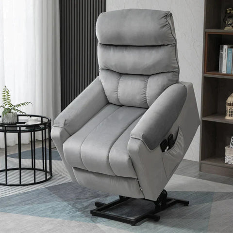 Rootz Aufstehhilfe Relaxsessel - Power Lifting Chair - Massagesessel - Elektrischer Stuhl - Fernsehsessel mit Massagefunktion - Hellgrau - 79 x 97 x 103 cm