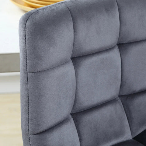 Rootz Set Van 2 Barkrukken Met Voetsteun - Retro Design - Fluweelachtige Polyester Stof - Grijs - 42 cm x 47 cm x 105 cm