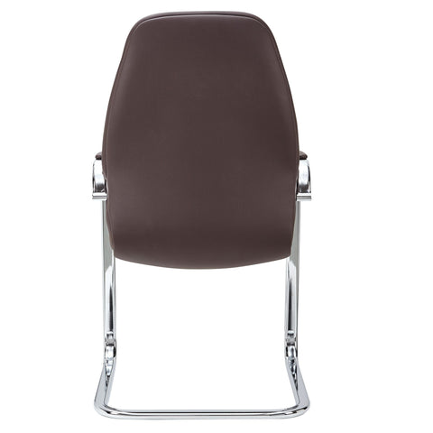 Rootz Brown Leather Cantilever Chair - Visitor Chair with Armrests - Design Upholstered Office Chair - Armchair Conference Chair