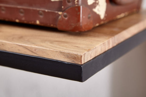 Rootz Coat Rack - Acacia Solid Wood with Metal - Hook Rail with Shelf - Wall-Mounted Cloakroom for Hall - 70x27x30cm