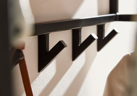 Rootz Coat Rack - Acacia Solid Wood with Metal - Hook Rail with Shelf - Wall-Mounted Cloakroom for Hall - 100x26.5x34cm