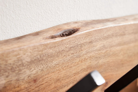 Rootz Coat Rack - Acacia Solid Wood with Metal - Wall-Mounted Hook Rail - Wood Hall Coat Rack - 100x29x12.5cm