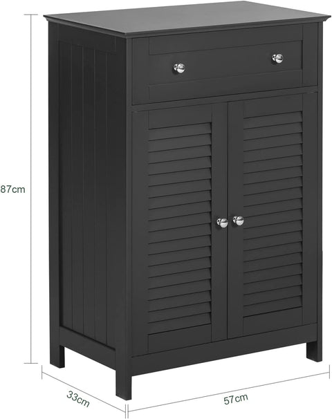 Rootz Badkamerkast - Badkameropberger - Kastkast met lade en dubbele sluiterdeuren - Donkergrijs