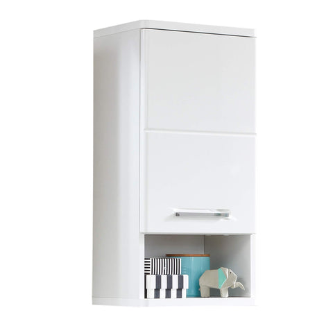 Rootz Bathroom Wall Cabinet - Hanging Storage - Wall Unit - Mounted Shelf - Bath Organizer - Vanity Cupboard - Glossy White - 37x76x28 cm