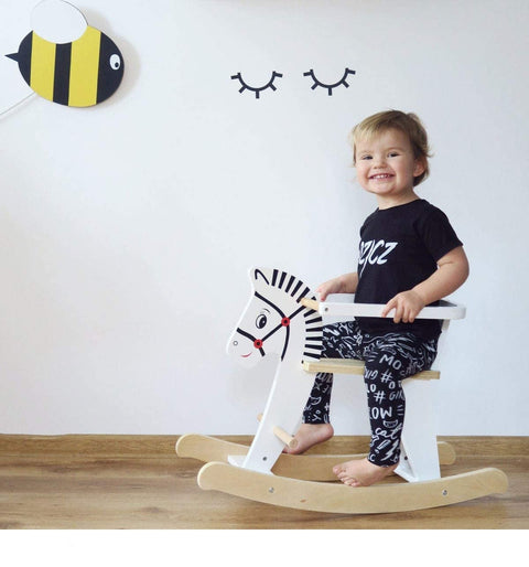 Rootz Children's Rocking Horse - Rocking Animal - Rocking Toy - Children's Horse Swing - White - 68 x 26.5 x 48 cm