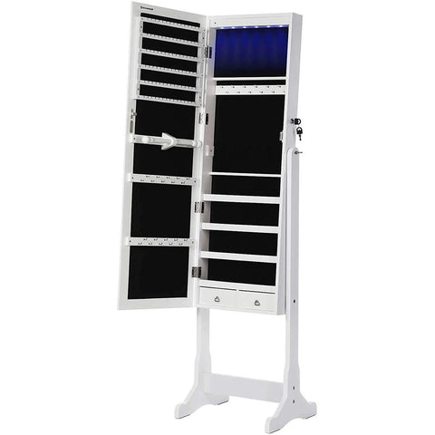 Standing Jewelery Cabinet with Mirror and LED lighting - Lockable - Jewelery storage cabinet with large mirror