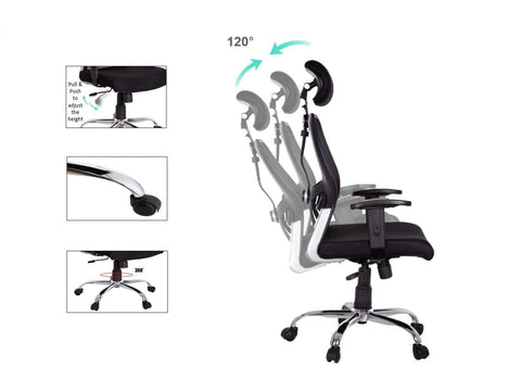 Rootz Office Chair - Desk Chair - Computer Chair - Home Office Chair - Black - 64.5 x 65.5 x 120-128 cm