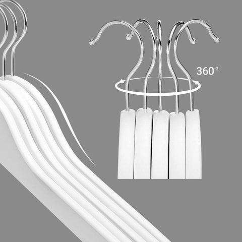 Rootz Kleiderbügel – 20 Stück – Massivholz – rutschfest – drehbarer Haken – Weiß – ?44 x 1,2 x 23,5 cm