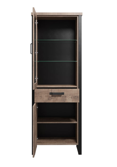 Rootz Wooden Display - Furniture - Furnishing - Showcase - Item Piece - Creation - Article - Brown & Black - 70 x 195 x 45 cm