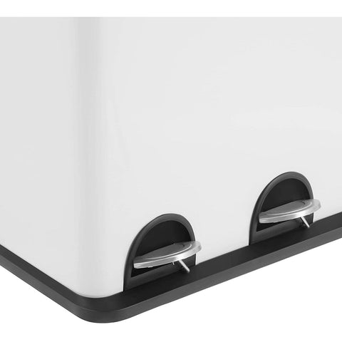 Rootz 54L Trash Can - Pedal Bin - 3 Inner Bins - Waste Separation - White-Black