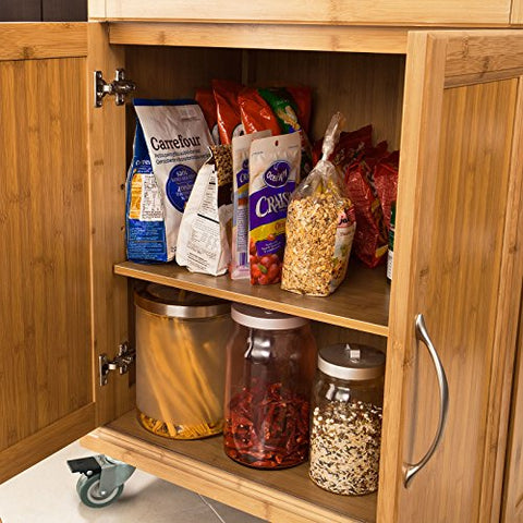 Rootz Bamboe Keukenkast-Keukenopberger - Trolleywagen - met roestvrijstalen oppervlak