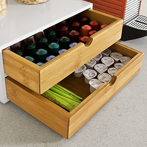 Rootz Koffiezetapparaat Stand &amp; Koffiepad Capsule Theezakjes Box Houder Organizer met 2 Laden