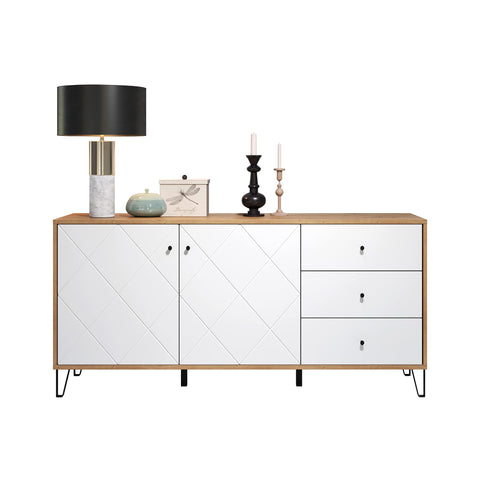 Rootz Living Room Sideboard - Stylish Furniture Piece for Your Home - Elegant Storage Solution in Artisan Oak/White