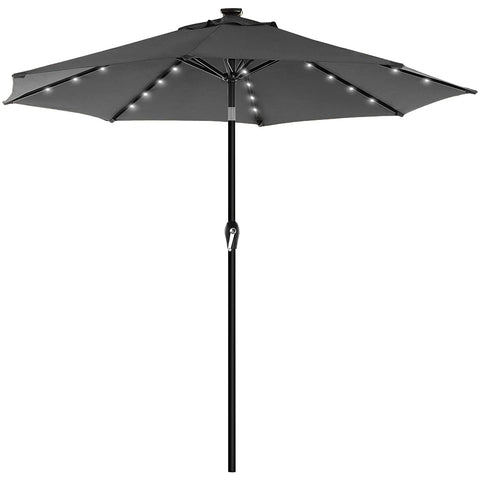 Rootz Parasol - LED Lighting - Solar Energy - Bendable - Crank - Grey/Beige - 270 x 270 x 240 cm