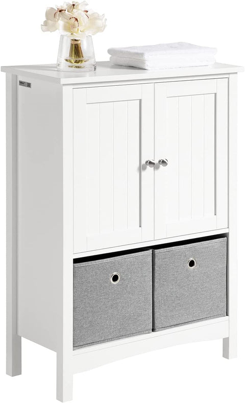 Rootz Badkamerkast - Badkamer Woonkamer - Opbergkast Kast met 2 deuren en 2 stoffen laden