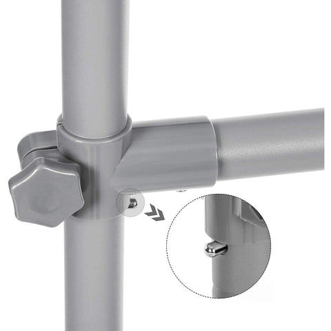 Rootz Clothes rack on wheels - Extendable coat rack with double rod - Mobile - Clothes racks - Max. load 70 kg - (87-150) x 52 x 166 cm - Grey