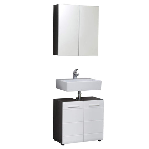 Rootz Bathroom 2-Piece Set - Bath Ensemble - Vanity Combo - Furnishing Set - Decor Suite - Bathroom Kit - Bath Duo - White High Gloss - 60 x 182 x 31 cm