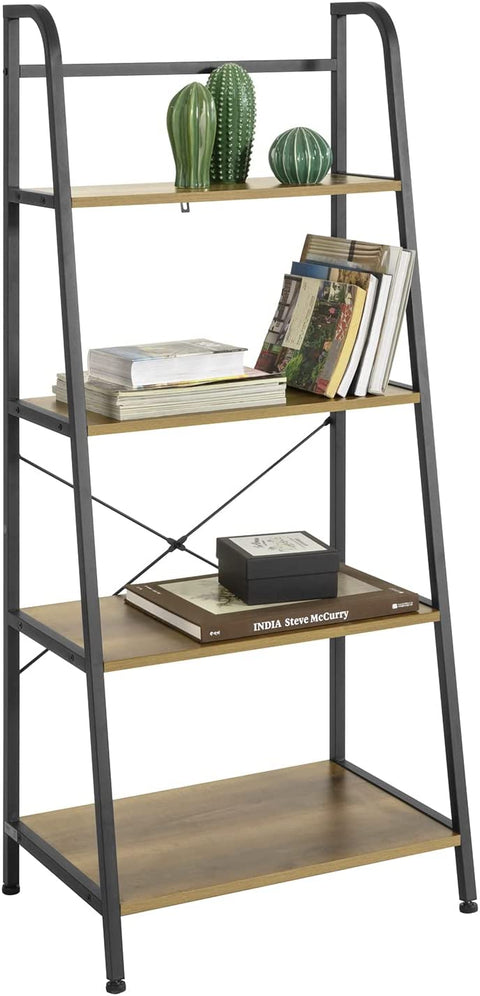 Rootz 4 Tiers Ladder Shelf Bookcase Book Shelf Storage Display Shelving Unit Standing Shelf