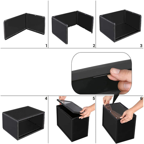 Rootz Shoe Box - Set of 6 - Stackable Shoe Organizer - Shoes up to size 46 - Black/Transparent - 36 x 28 x 22 cm