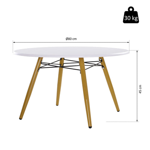 Rootz Couchtisch - Beistelltisch - Couchtisch - Runder Tisch - Holz - Ø80 x 45 cm - Metall - Weiß - Braun