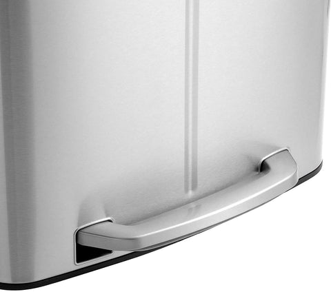 Rootz Mülleimer – Mülltrennung – 40 l – Treteimer – Metall – Griffe – Softclose – Silber – 44,5 x 36 x 60 cm 