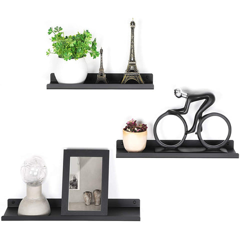 Rootz Wall Shelves - Set Of 3 - Metal - Book Shelves - Black - Floating - Various Sizes