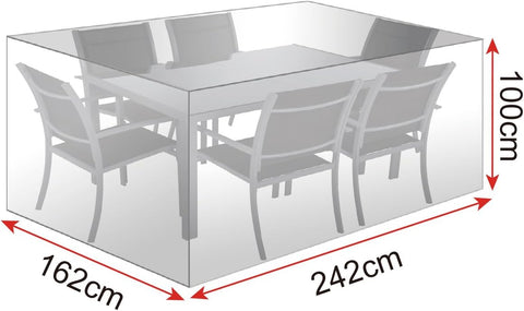 Rootz Protective Garden Furniture Cover - Outdoor Furniture Shield - Patio Set Protector - All-Weather Guard - Rattan Covering - Furniture Safeguard - Transparent - 242x162x100 cm