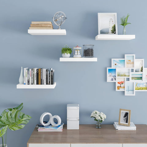 Rootz Wall Shelf Set - Floating Bookshelf - Mounted Display Racks - Storage Shelves - Decorative Ledges - Hanging Bookcase - White - 25x22.9x3.8cm