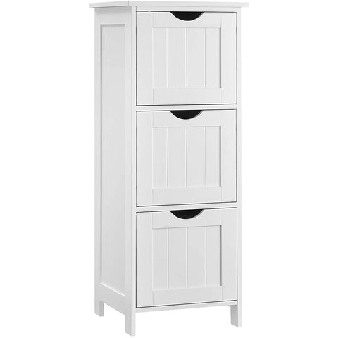 Rootz Storage Cabinet - Bathroom Cabinet - Chest of Drawers - 3 Drawers - White - Standing Cabinet - MDF - 32 x 30 x 81 cm