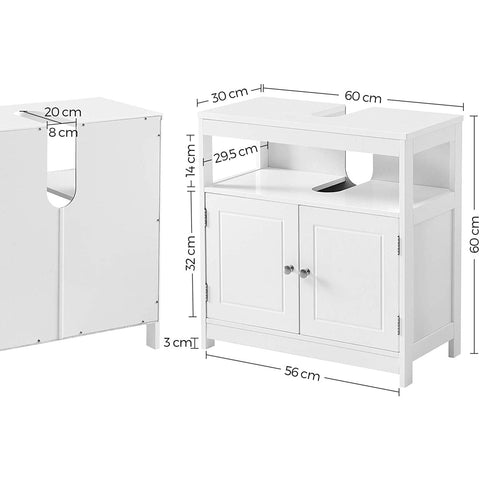 Rootz Washbasin base cabinet - Bathroom cabinet - Base cabinet - Scandinavian - White - MDF - 60 x 30 x 60 cm