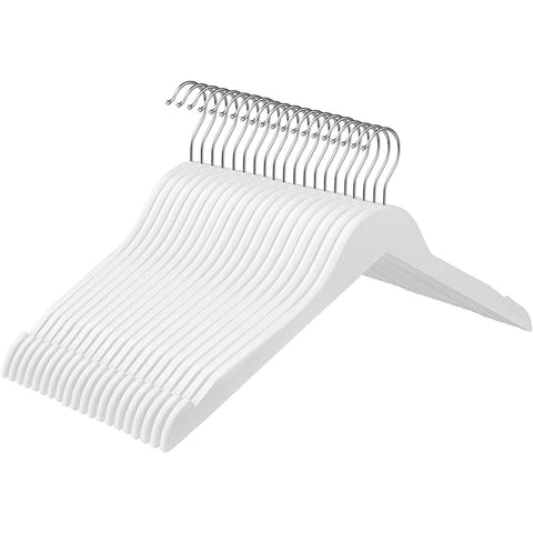 Rootz Kleiderbügel – 20 Stück – Massivholz – rutschfest – drehbarer Haken – Weiß – ?44 x 1,2 x 23,5 cm